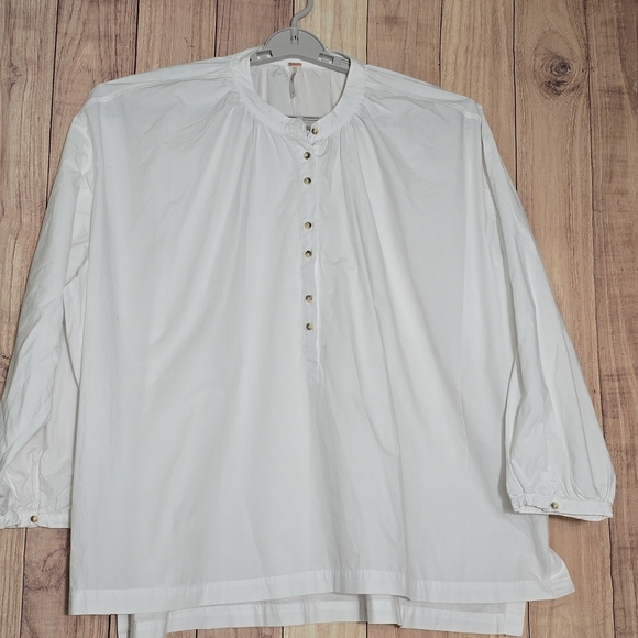 Free People Hey Baby Hi-Low Oversize Top 100% Cotton Size LARGE #OB658371 - Picture 10 of 15